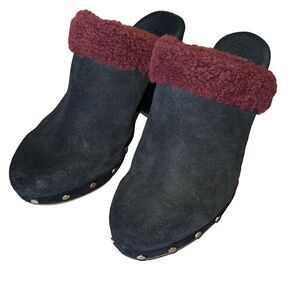 UGG‎ Australia Adele Womens Suede Clog Heel Platform Style# 1006024 Black Size 8